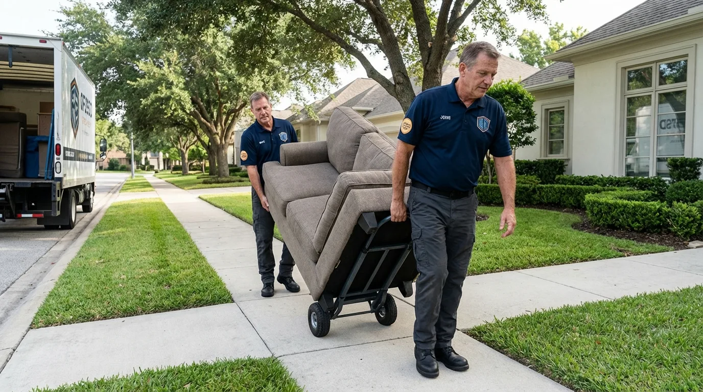 Local residential moving crew loading furniture in Paint Rock, TX