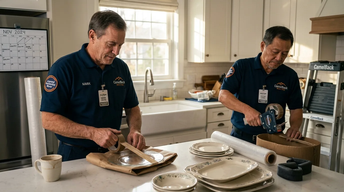 Professional crew packing kitchen dishware in Paint Rock, TX